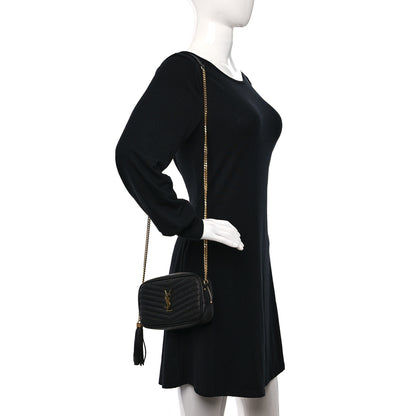 Saint Laurent Grain De Poudre Matelasse Monogram Mini Lou Camera Bag Black 2 of 11
