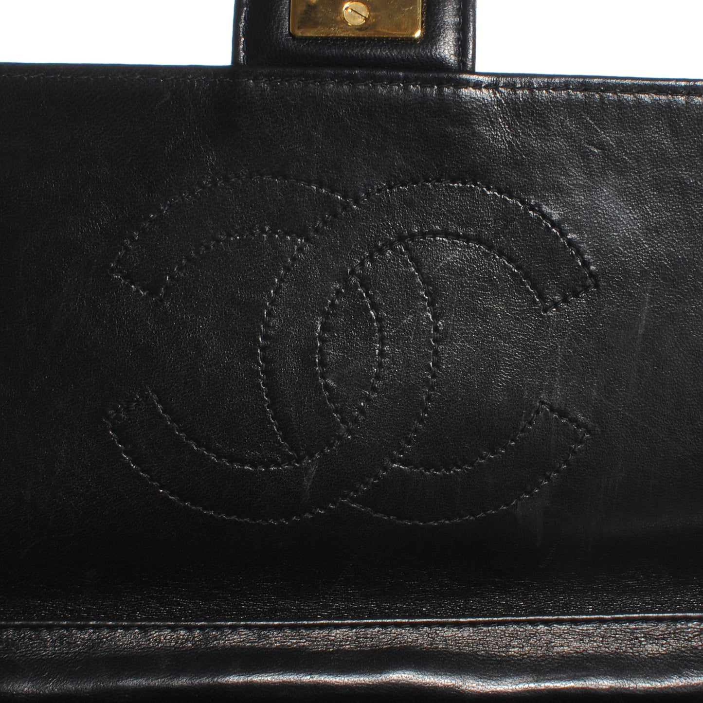 Lambskin Medium Single Flap Black