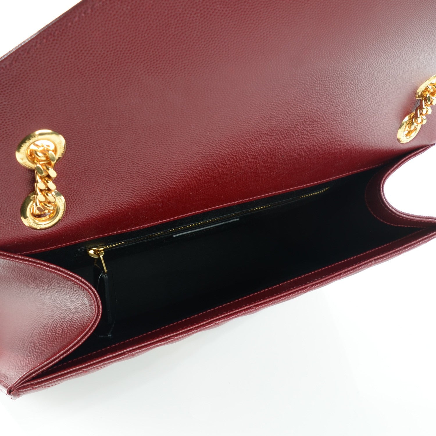 Saint Laurent Grain De Poudre Matelasse Chevron Large Monogram Satchel Oxblood 8 of 8