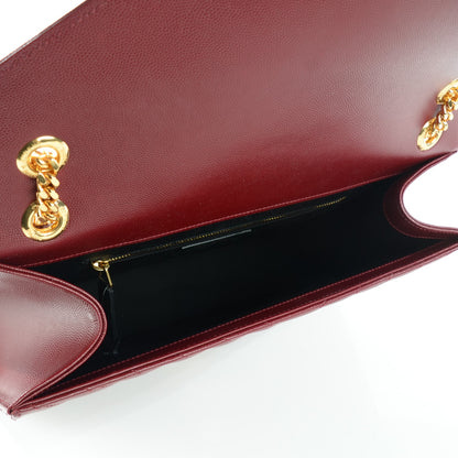 Saint Laurent Grain De Poudre Matelasse Chevron Large Monogram Satchel Oxblood 8 of 8
