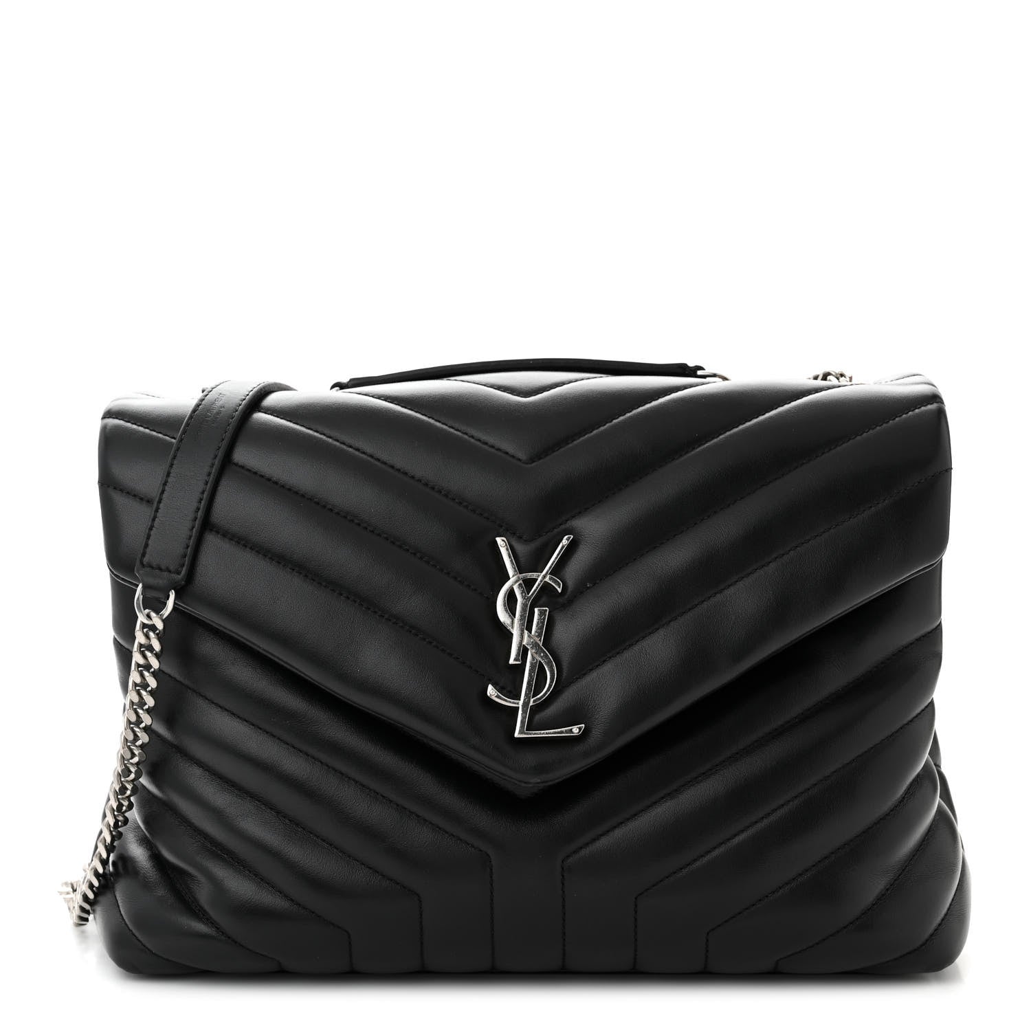 Saint Laurent Calfskin Y Quilted Monogram Medium Loulou Chain Satchel Black 1 of 11