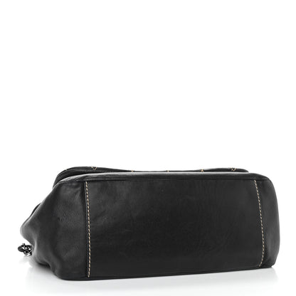 Chanel Lambskin Contrast Stitch Surpique Accordion Flap Black 3 of 12