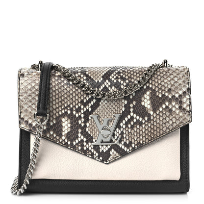 Louis Vuitton Soft Calfskin Snakeskin My Lockme Chain Bag BB Black White Beige 1 of 8