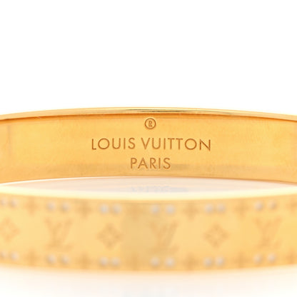 Louis Vuitton Brass Crystal Monogram Nanogram Strass Cuff S Gold 4 of 6