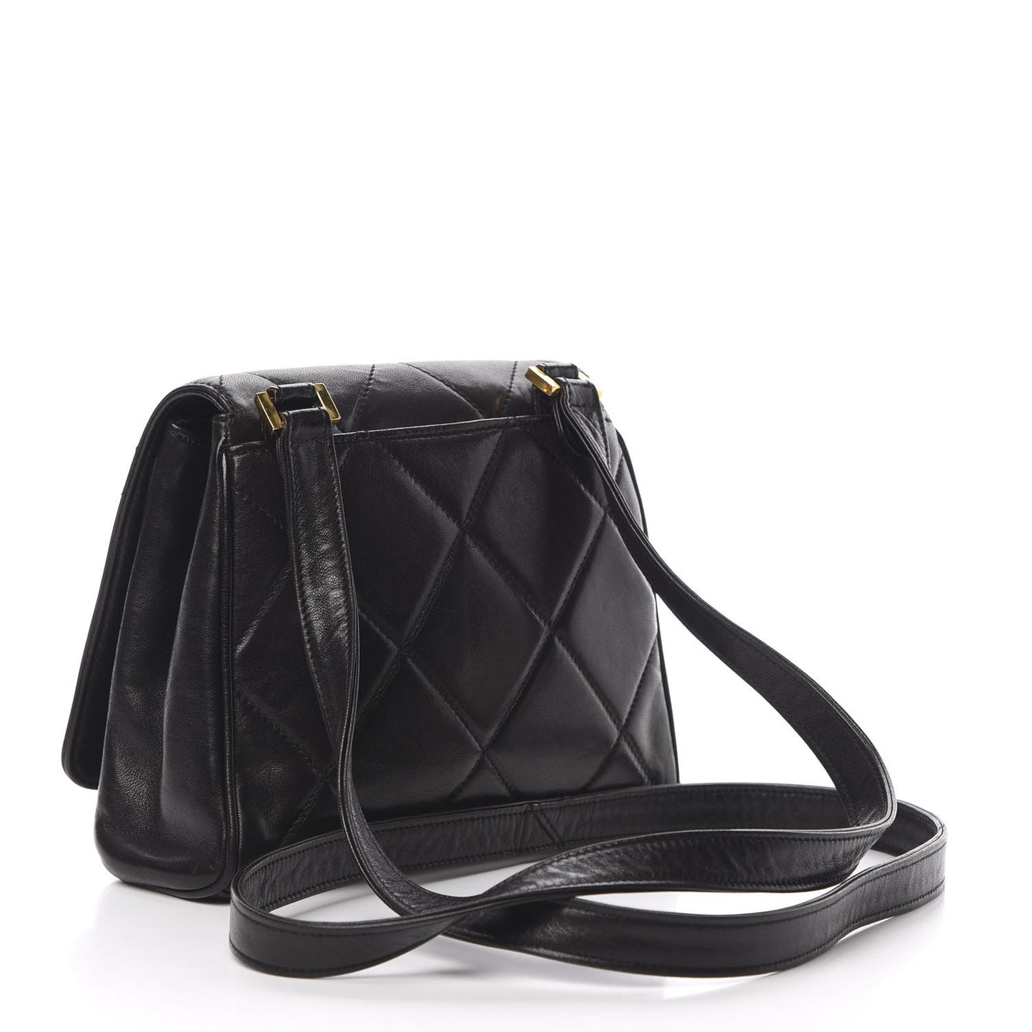 Lambskin Quilted CC Shoulder Bag Black