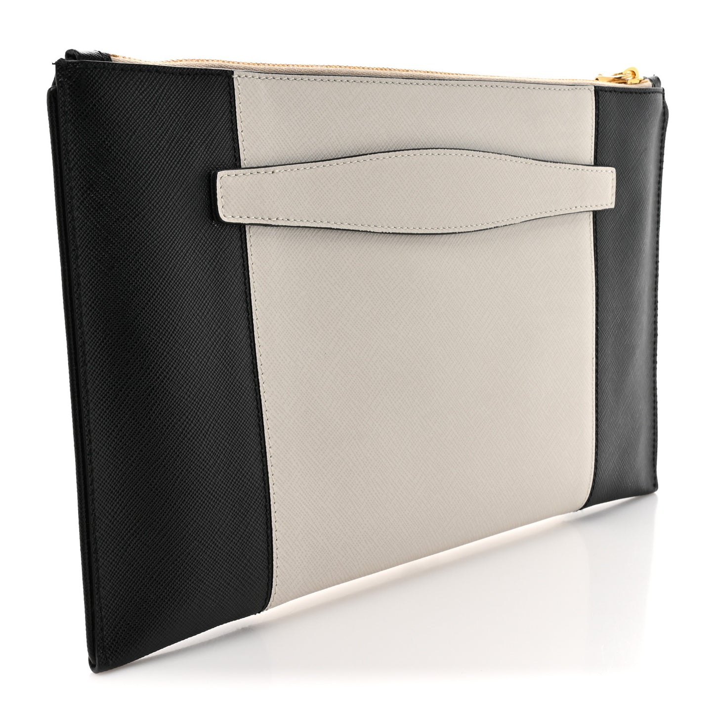 Saffiano Lux Colorblock Clutch Black Talco