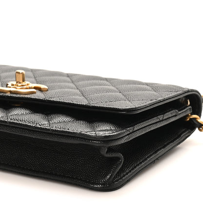 Chanel Caviar Quilted Camellia Wallet On Chain WOC Black 9 of 9