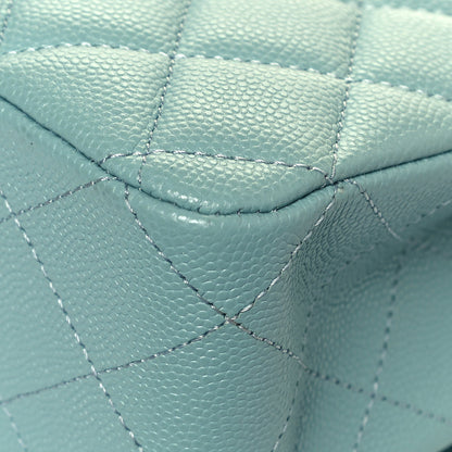 Chanel Caviar Quilted Medium Double Flap Light Blue 12 of 13
