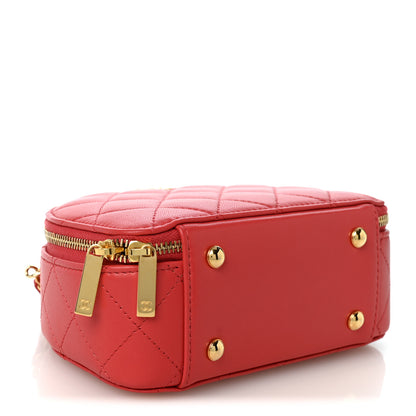 Chanel Lambskin Quilted Small Chic Riviera Top Handle Vanity Case Red 4 of 10