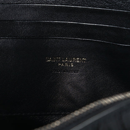 Saint Laurent Calfskin Crocodile Embossed Monogram Mini Lou Camera Bag Black 6 of 11