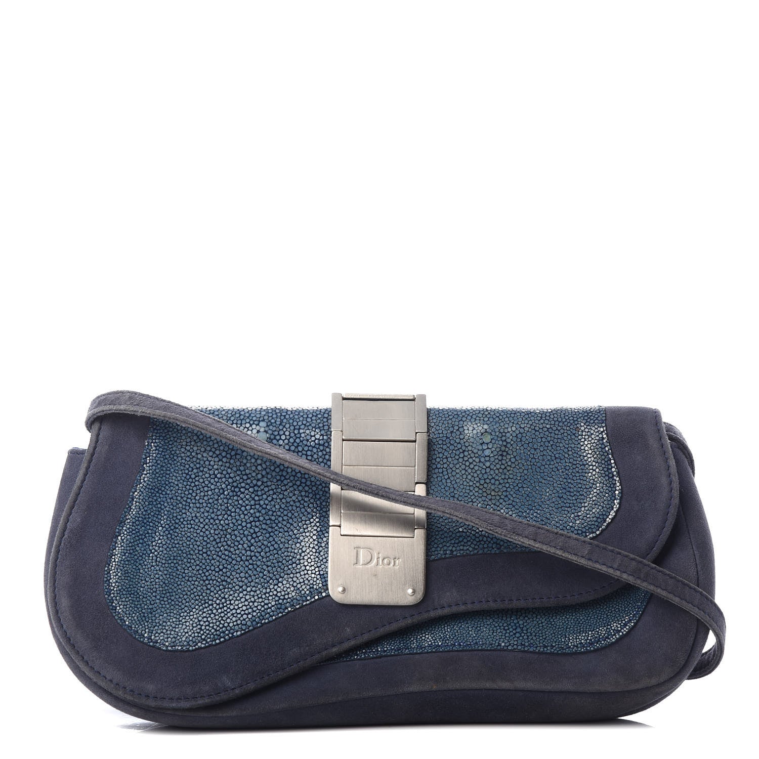 Christian Dior Stingray Suede Double Saddle Bag Blue 1 of 11