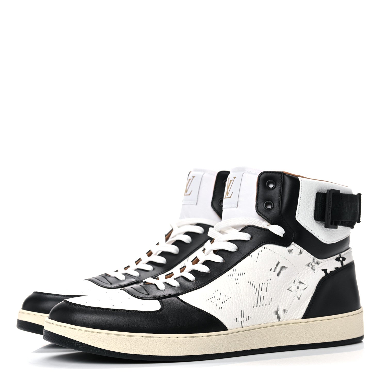 Louis Vuitton Calfskin Monogram Mens Rivoli High Top Sneakers 9.5 Black 3 of 14