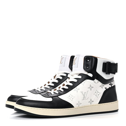 Louis Vuitton Calfskin Monogram Mens Rivoli High Top Sneakers 9.5 Black 3 of 14
