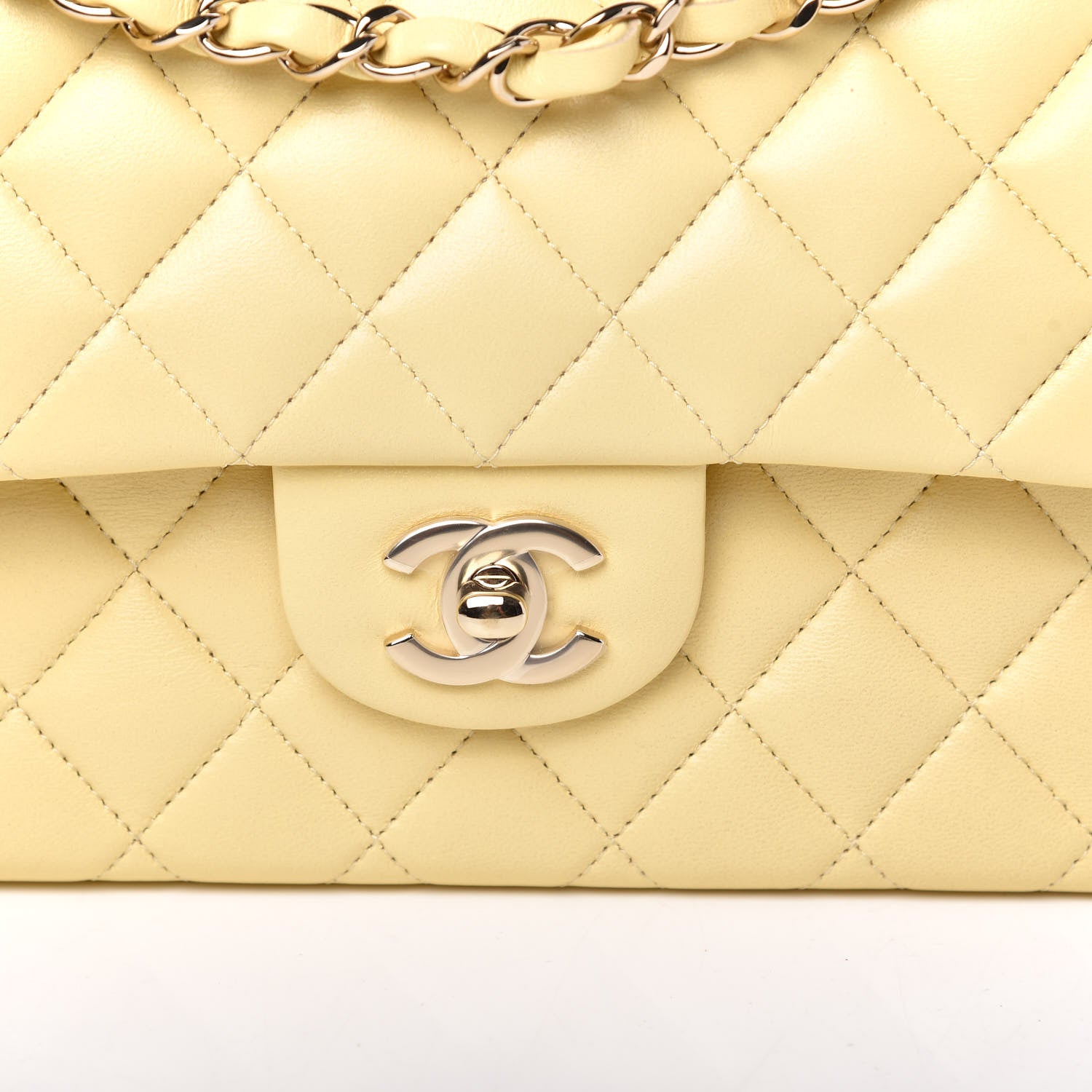 Chanel Lambskin Quilted Small Double Flap Yellow 10 of 10