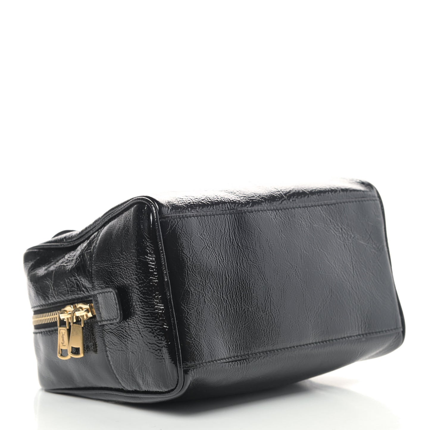 Textured Patent Mini Y-Mail Tote Black