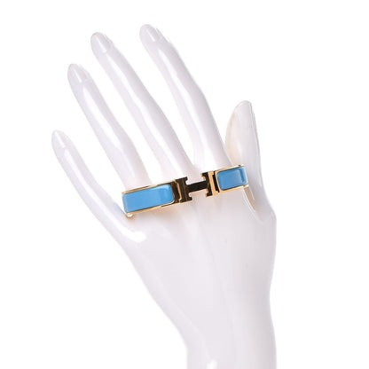 Hermes Enamel Narrow Clic Clac H Bracelet PM Bleu Azure 2 of 6