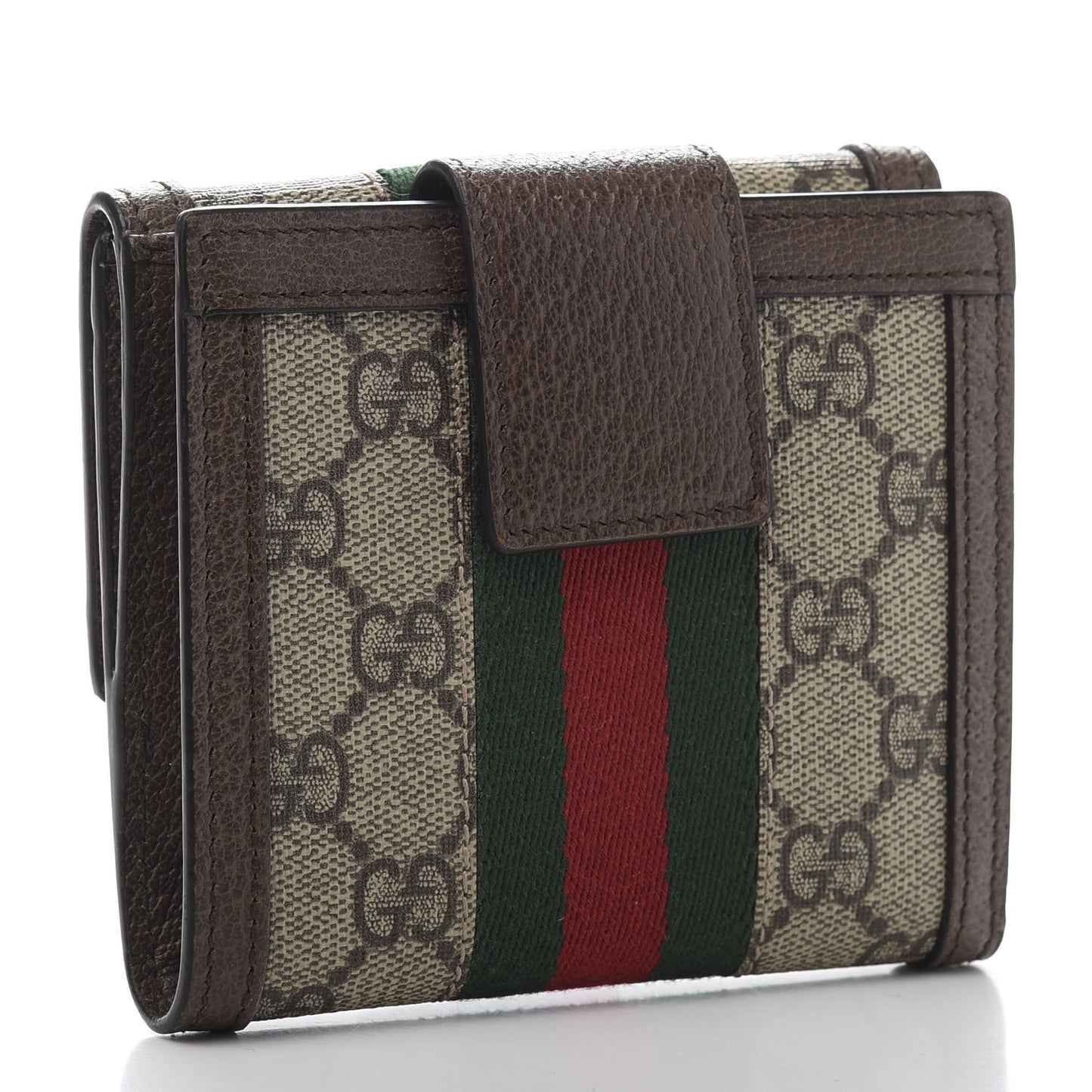 GG Supreme Monogram Web Ophidia French Flap Wallet Beige New Acero