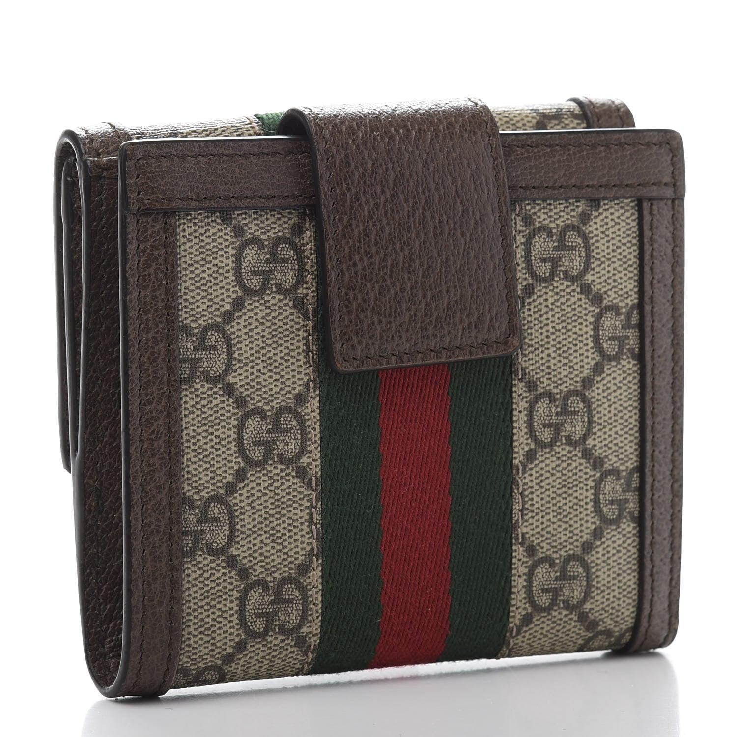 Gucci GG Supreme Monogram Web Ophidia French Flap Wallet Beige New Acero 3 of 11