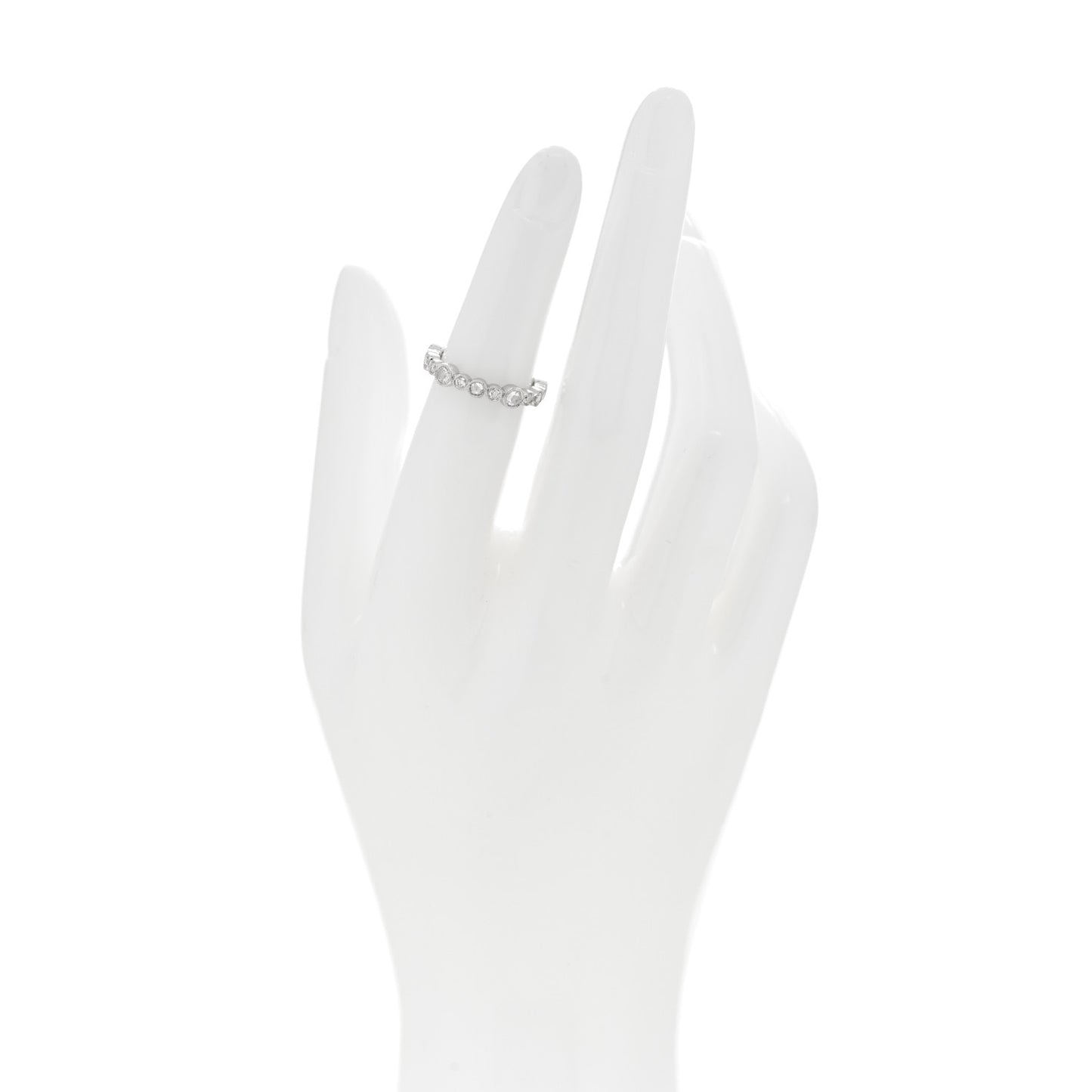 Platinum Diamond Narrow Cobblestone Band Ring 47 4.25