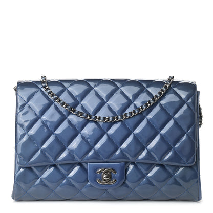 Chanel Patent Quilted Clutch with Chain Flap Blue Roi 1 of 8