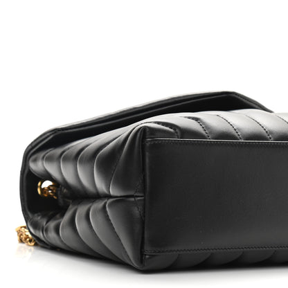 Saint Laurent Calfskin Y Quilted Monogram Small Loulou Chain Satchel Black 8 of 9
