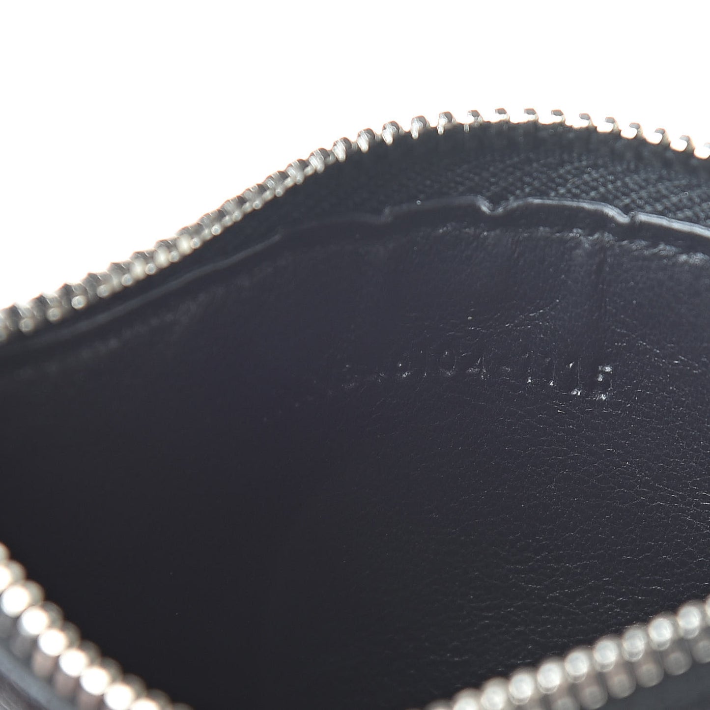 Grained Calfskin 5 Fragments Zip Pouch Card Holder Black