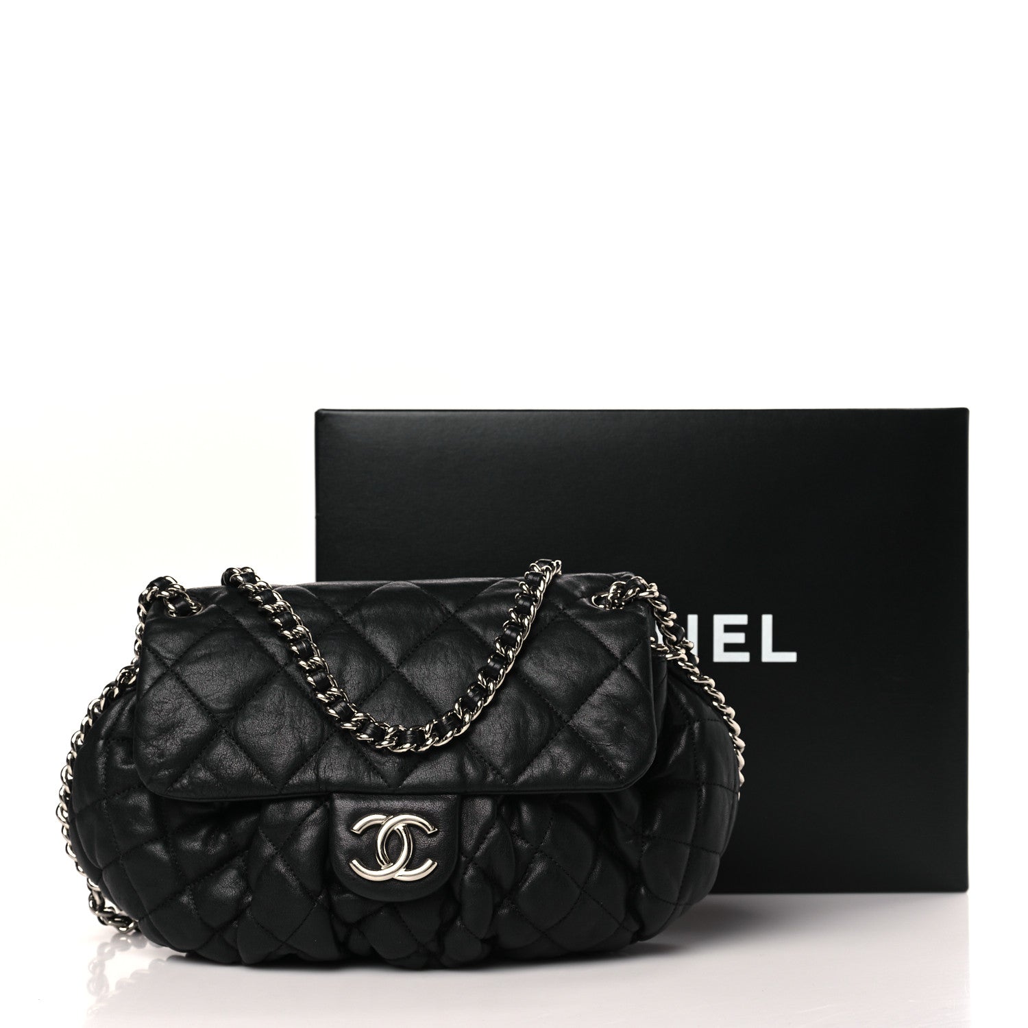Chanel Washed Lambskin Quilted Chain Around Flap Black 10 of 10