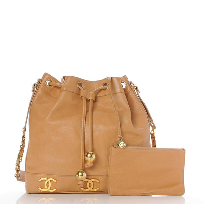 Chanel Caviar CC Drawstring Shoulder Bag Beige 3 of 11