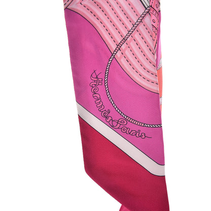 Hermes Silk Clic Clac Modern Cannage Twilly Fuchsia Rouge Rose 4 of 6