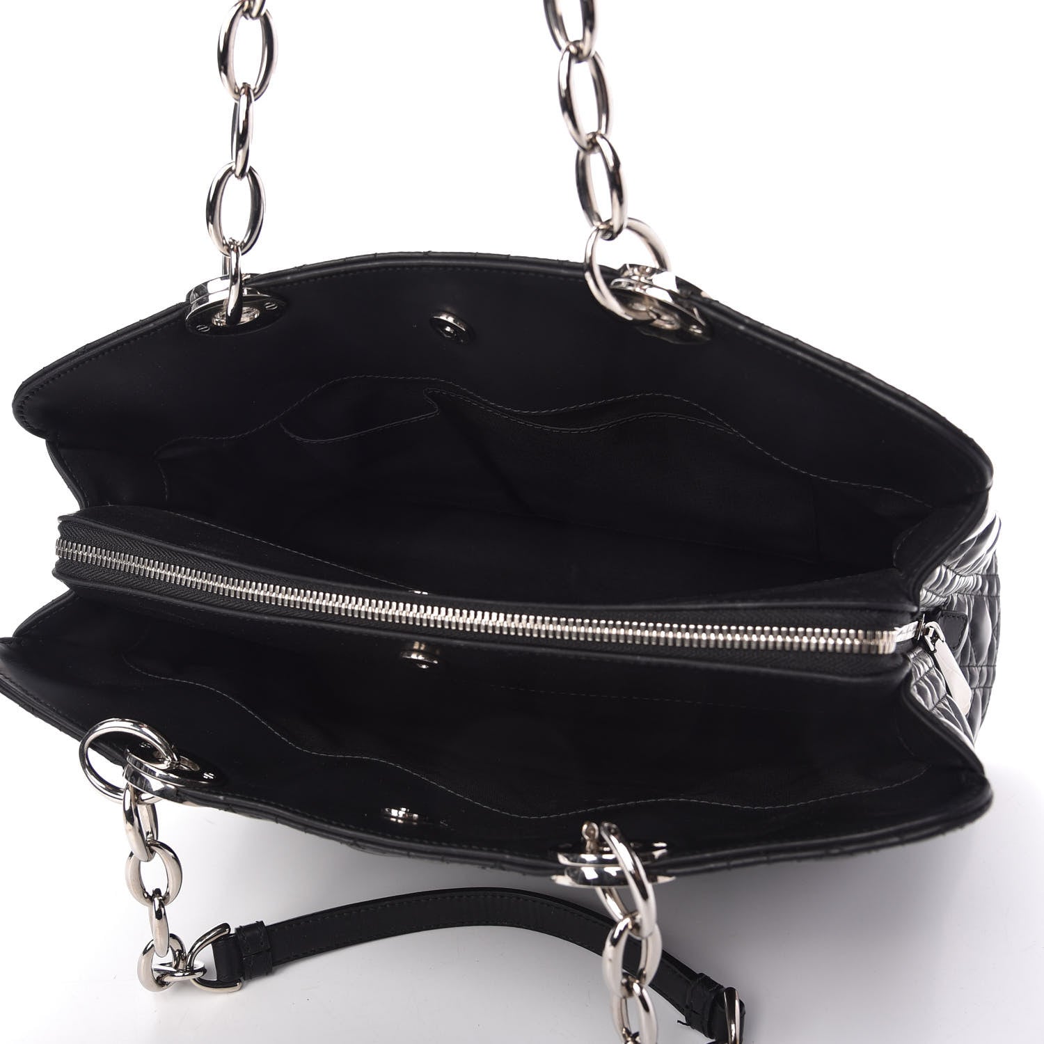 Christian Dior Glazed Calfskin Cannage Large Dior Soft Shopping Tote Black 5 of 10