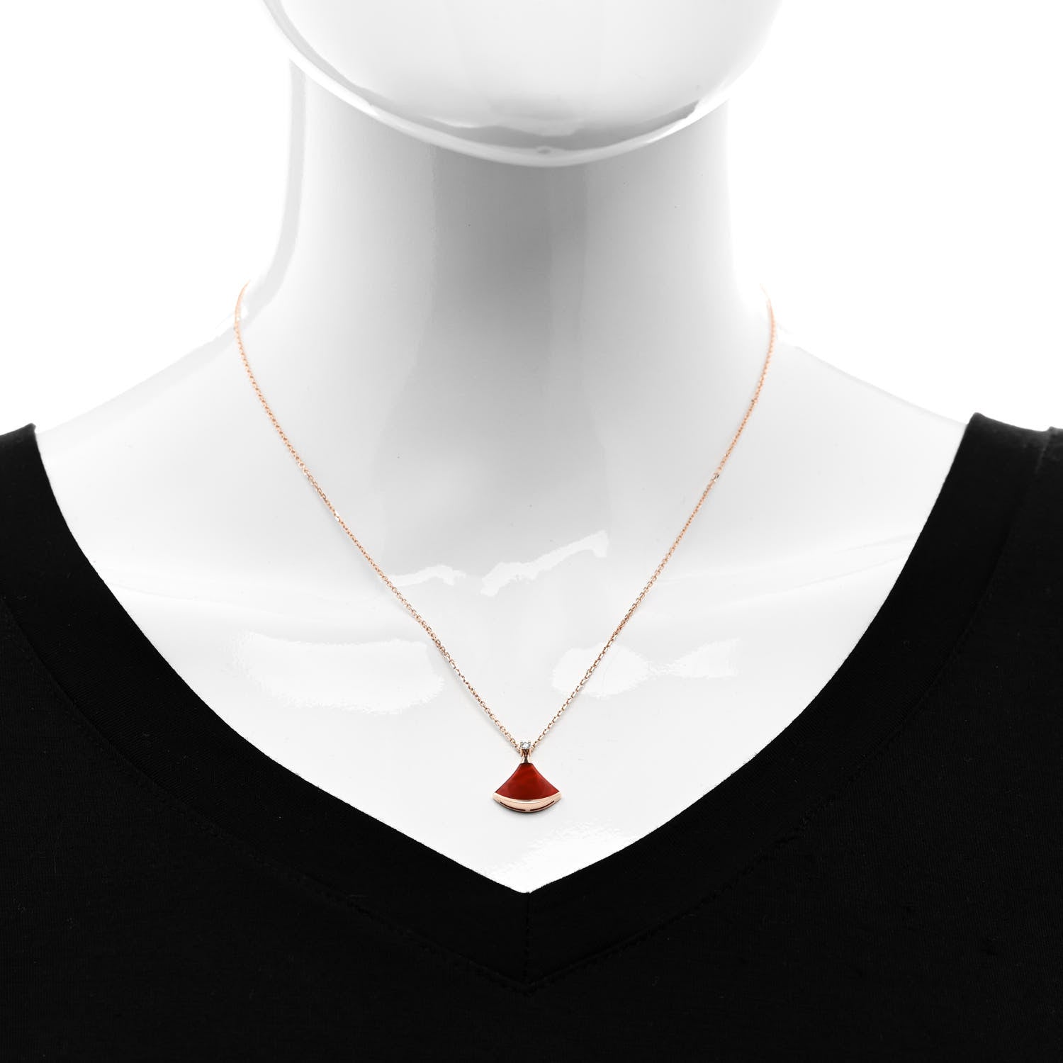 Bulgari 18K Rose Gold Diamond Carnelian Divas' Dream Pendant Necklace 2 of 6