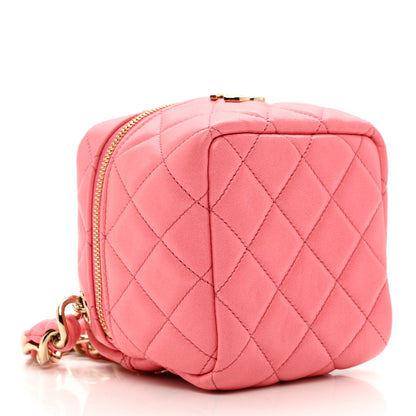 Chanel Lambskin Quilted Cube Chain Wristlet Case Pink 4 of 7