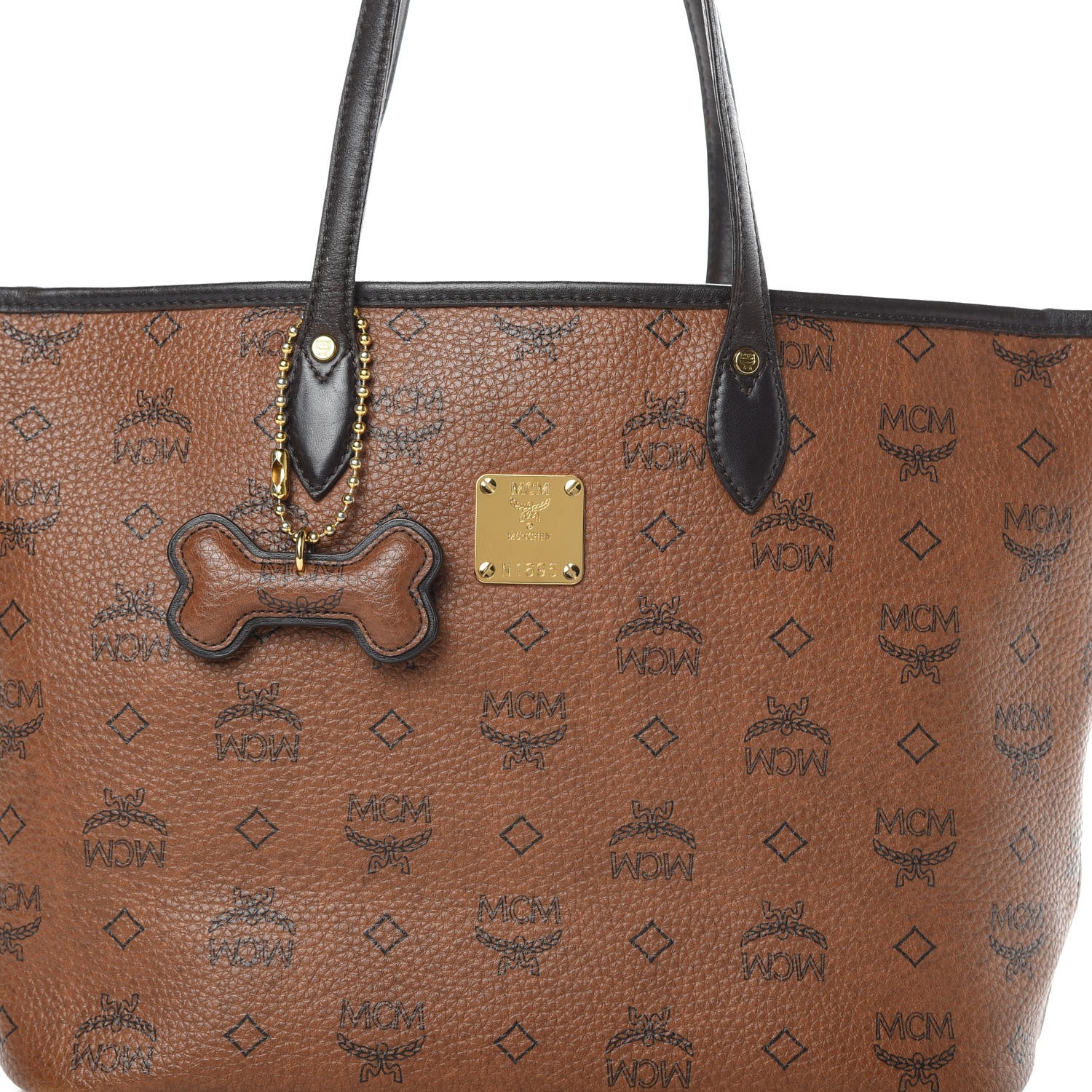 MCM Visetos Dog Bone Shopper Tote Brown 8 of 12
