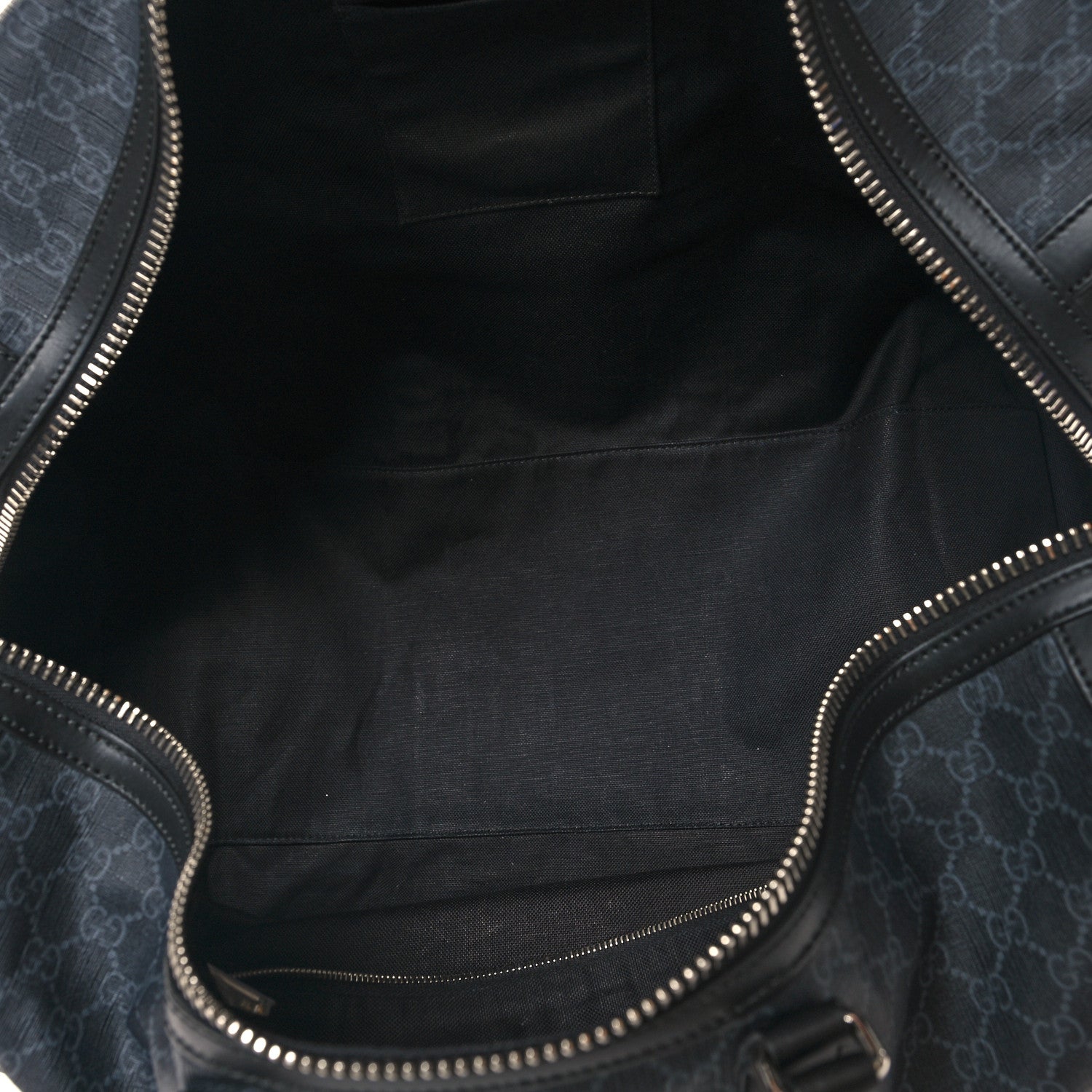 Gucci Soft GG Supreme Monogram Appia Calfskin Web Large Carry On Duffle Bag Black Grey 4 of 11