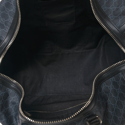 Gucci Soft GG Supreme Monogram Appia Calfskin Web Large Carry On Duffle Bag Black Grey 4 of 11