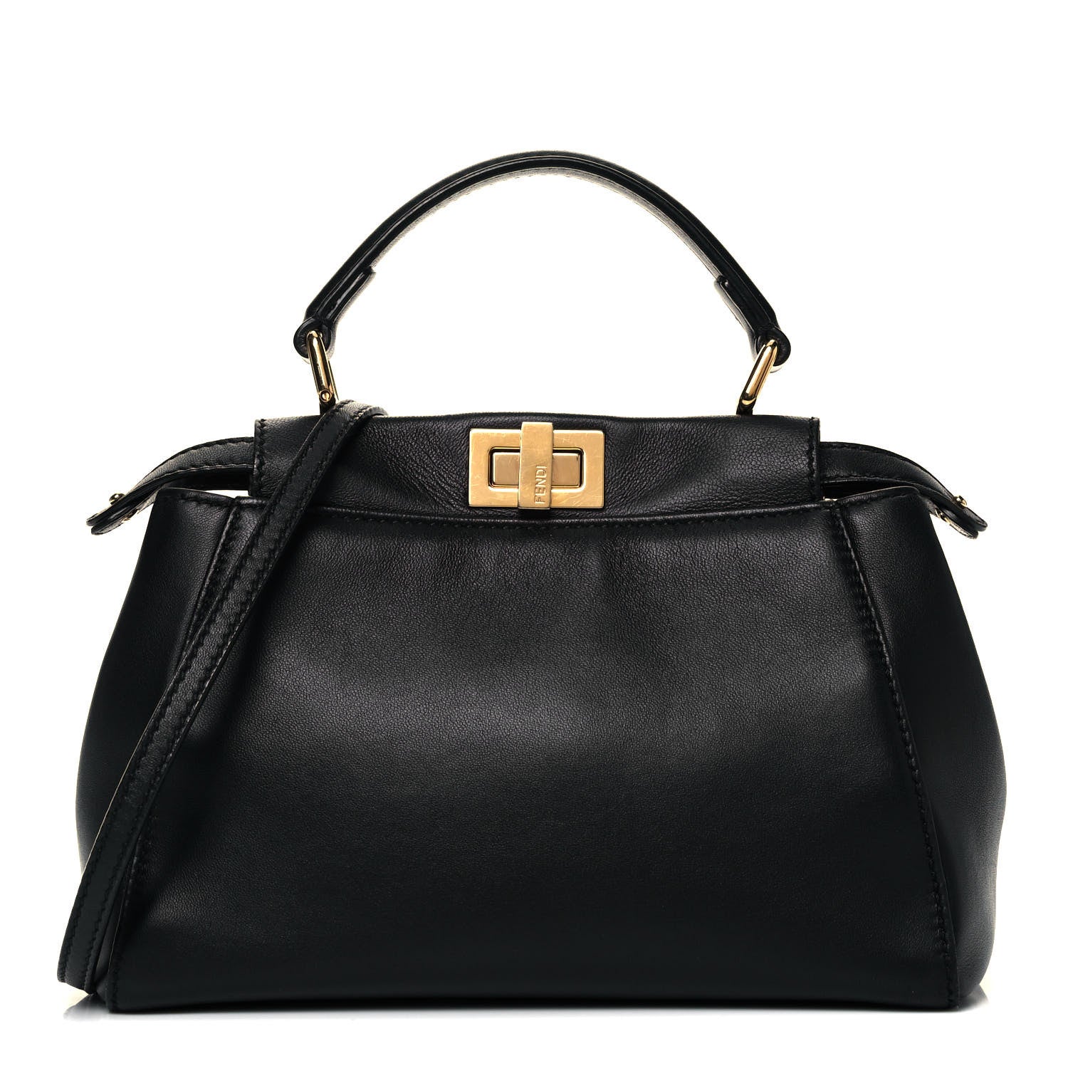 Fendi Nappa Mini Peekaboo Iconic Satchel Black 1 of 9