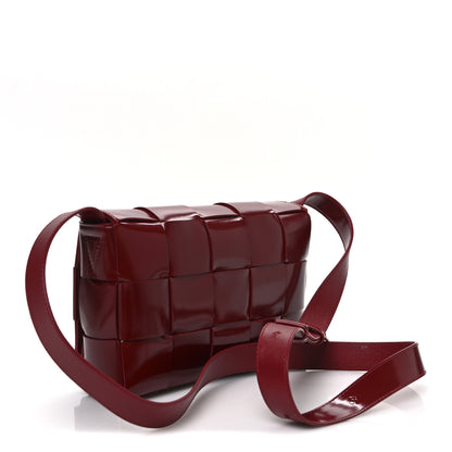 Bottega Veneta Patent Maxi Intrecciato Cassette Crossbody Bag Red 3 of 11