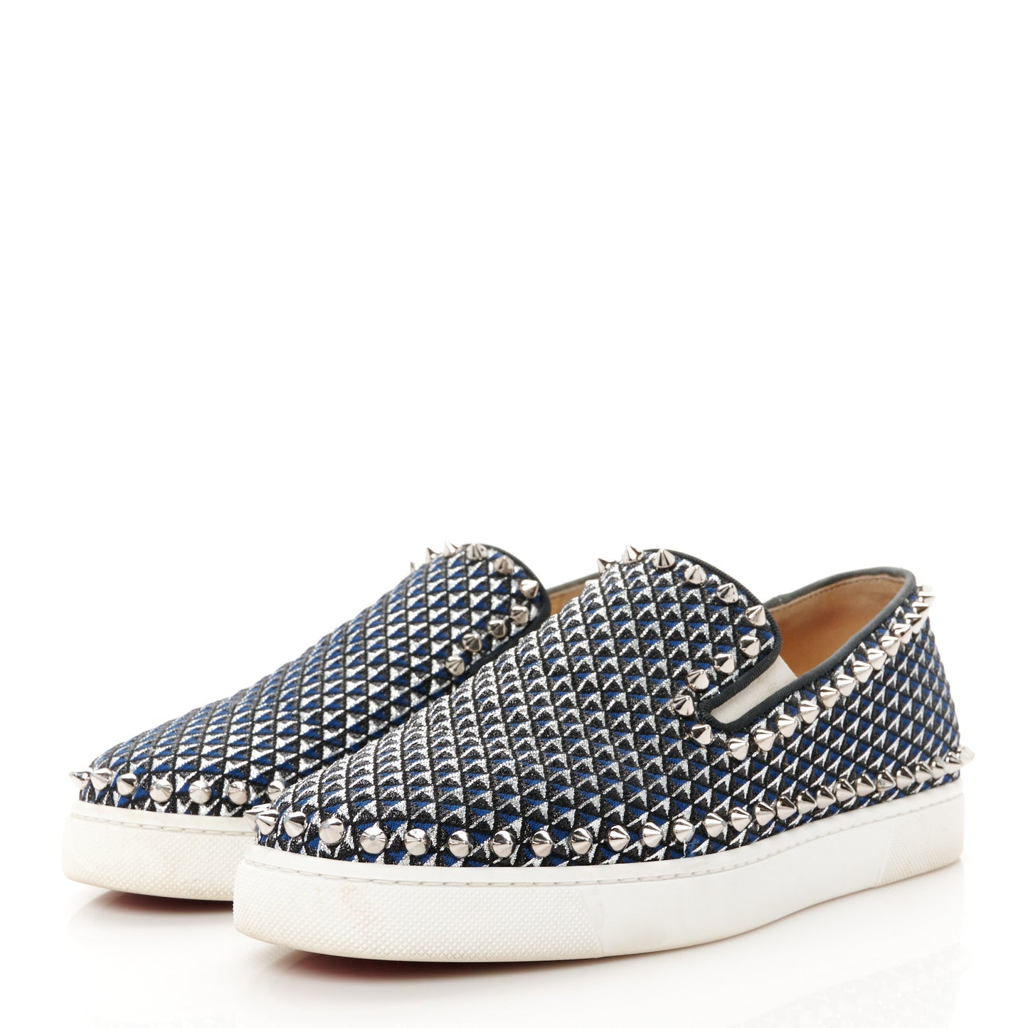 Glitter Pyramide Womens Pik Boat Flats 37 Navy Silver