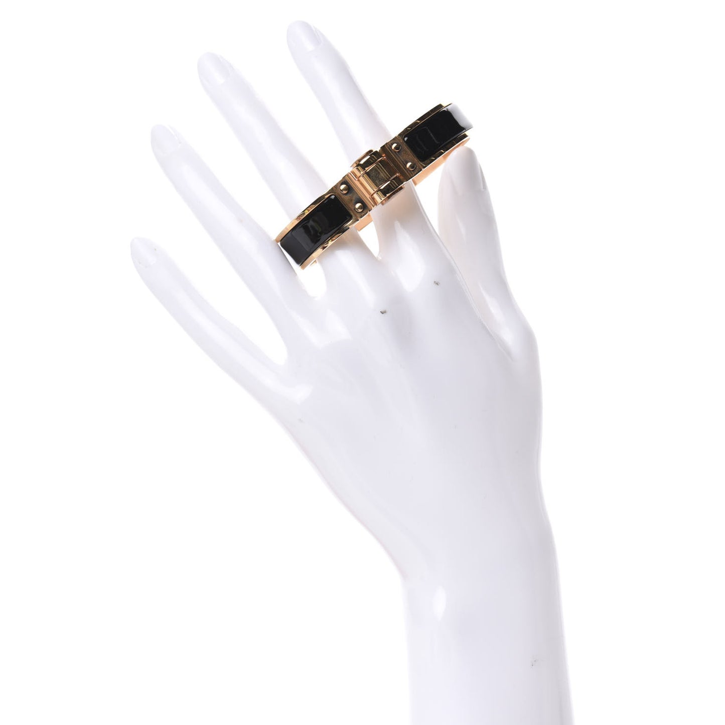 Enamel Charniere Uni Narrow Hinged Bracelet S Black