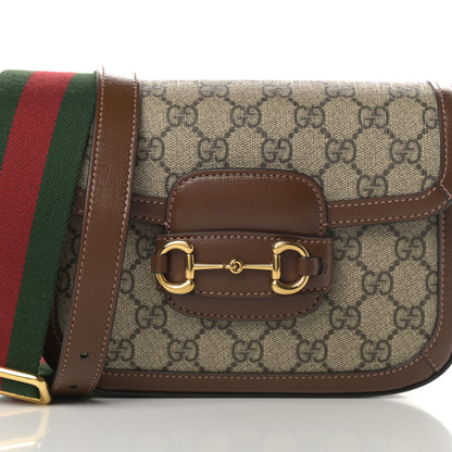 Gucci GG Supreme Monogram Web Mini Horsebit 1955 Shoulder Bag Beige Brown Sugar 9 of 12