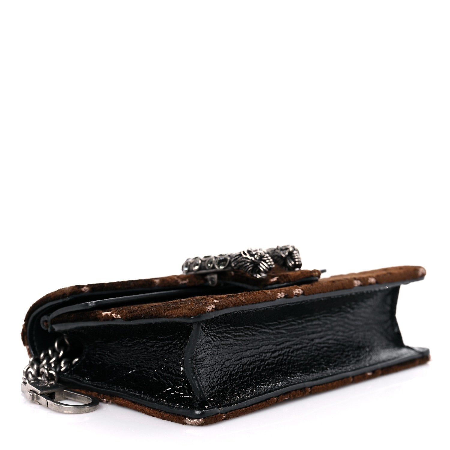 Gucci Velvet Skipper Crystal GG Monogram Super Mini Dionysus Shoulder Bag Brown Black Black Diamond 4 of 11
