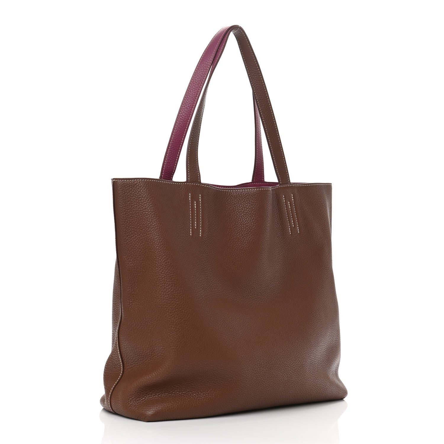 Hermes Taurillon Clemence Double Sens 45 Reversible Tote Marron D'Inde Tosca 5 of 15