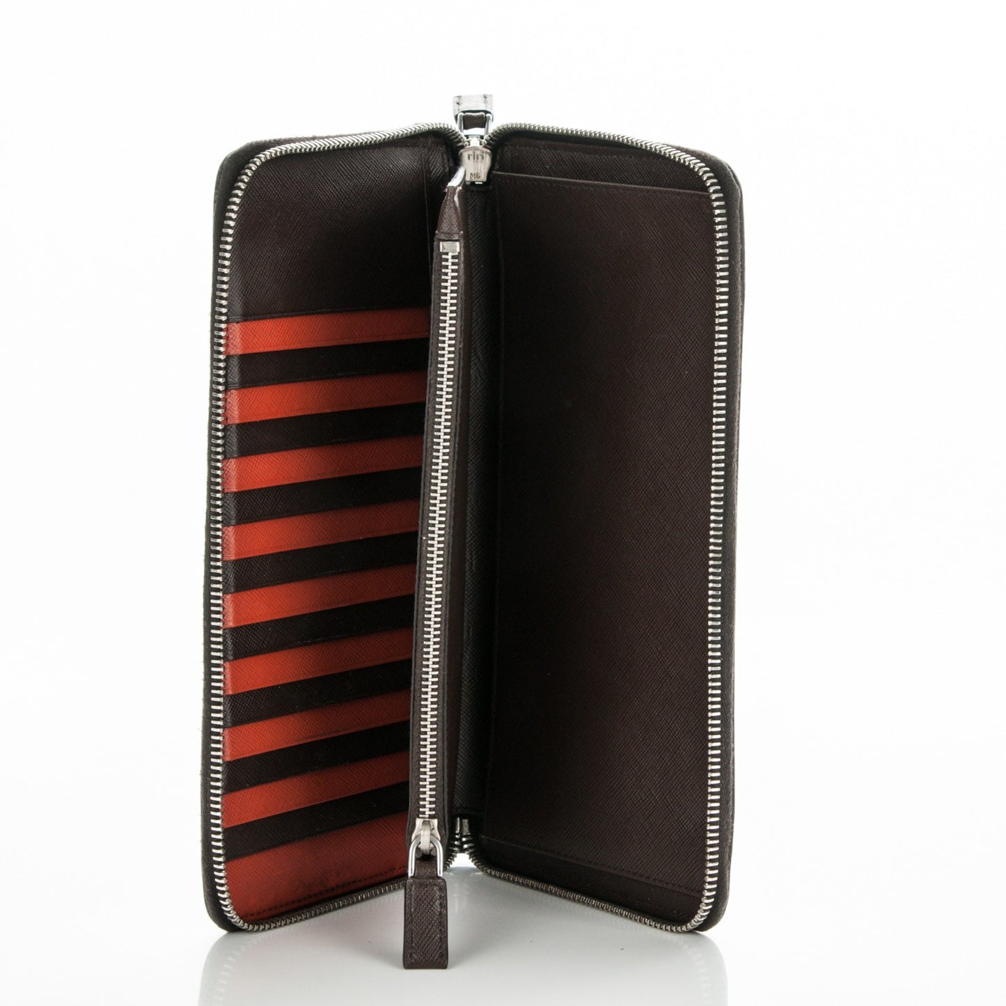 Saffiano Large Zip Around Travel Wallet Brown