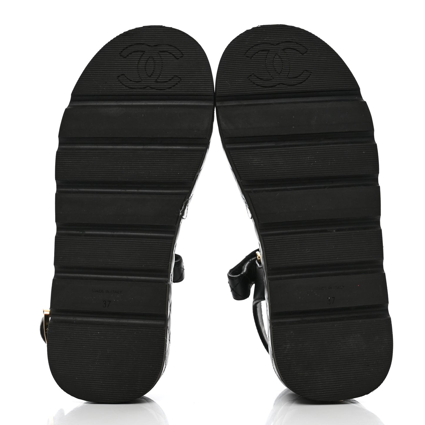 Lambskin Quilted Platform Sandals 37 Black