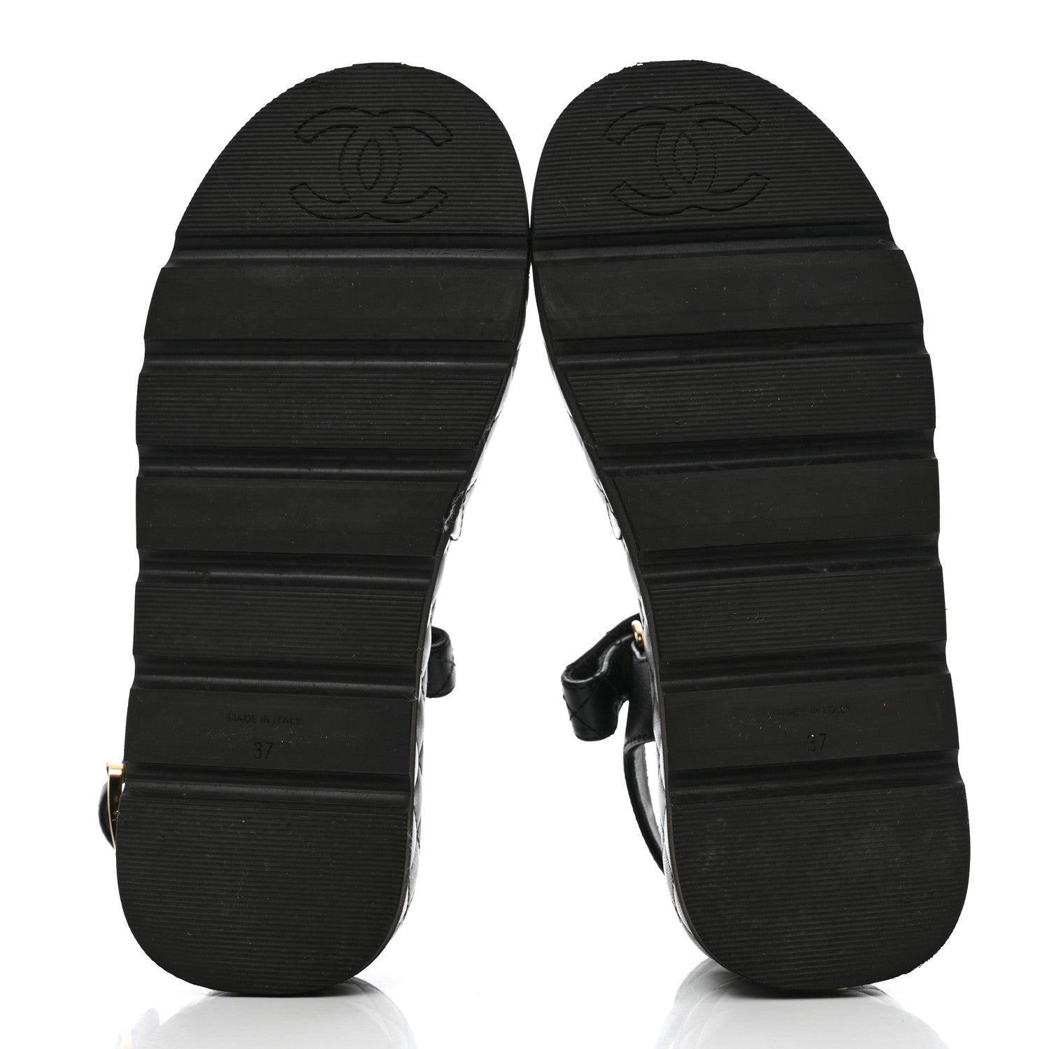 Chanel Lambskin Quilted Platform Sandals 37 Black 5 of 9