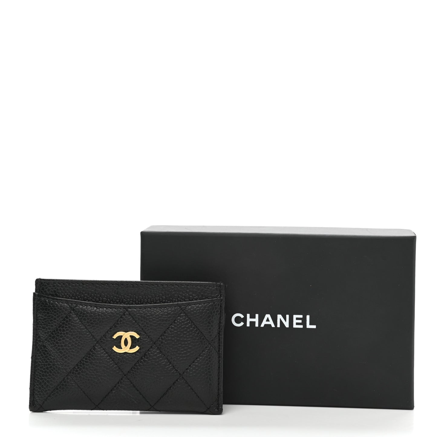 Caviar Quilted Card Holder Black