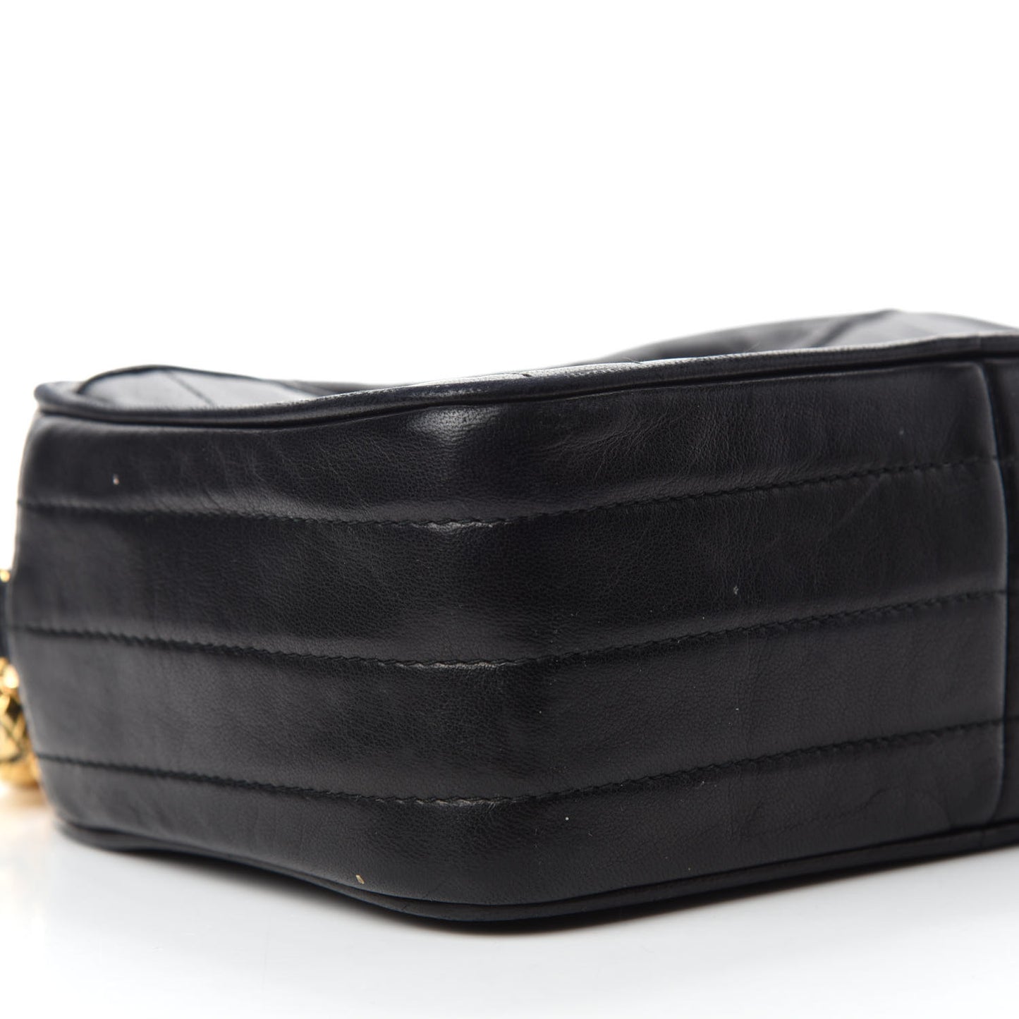 Lambskin Vertical Quilted Tassel Camera Case Black