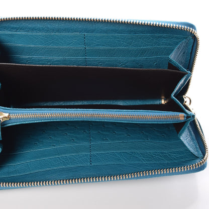 Gucci Ostrich Soho Zip Around Wallet Teal 5 of 7