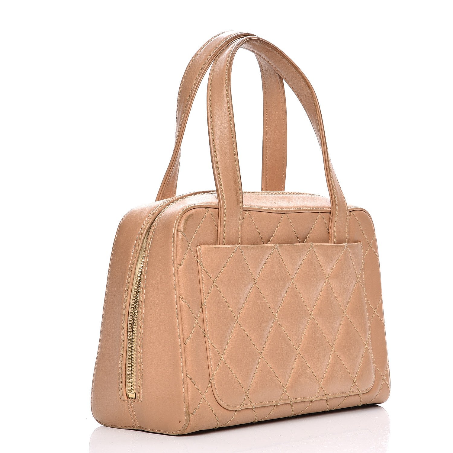 Chanel Lambskin Surpique Shoulder Bag Beige 3 of 21