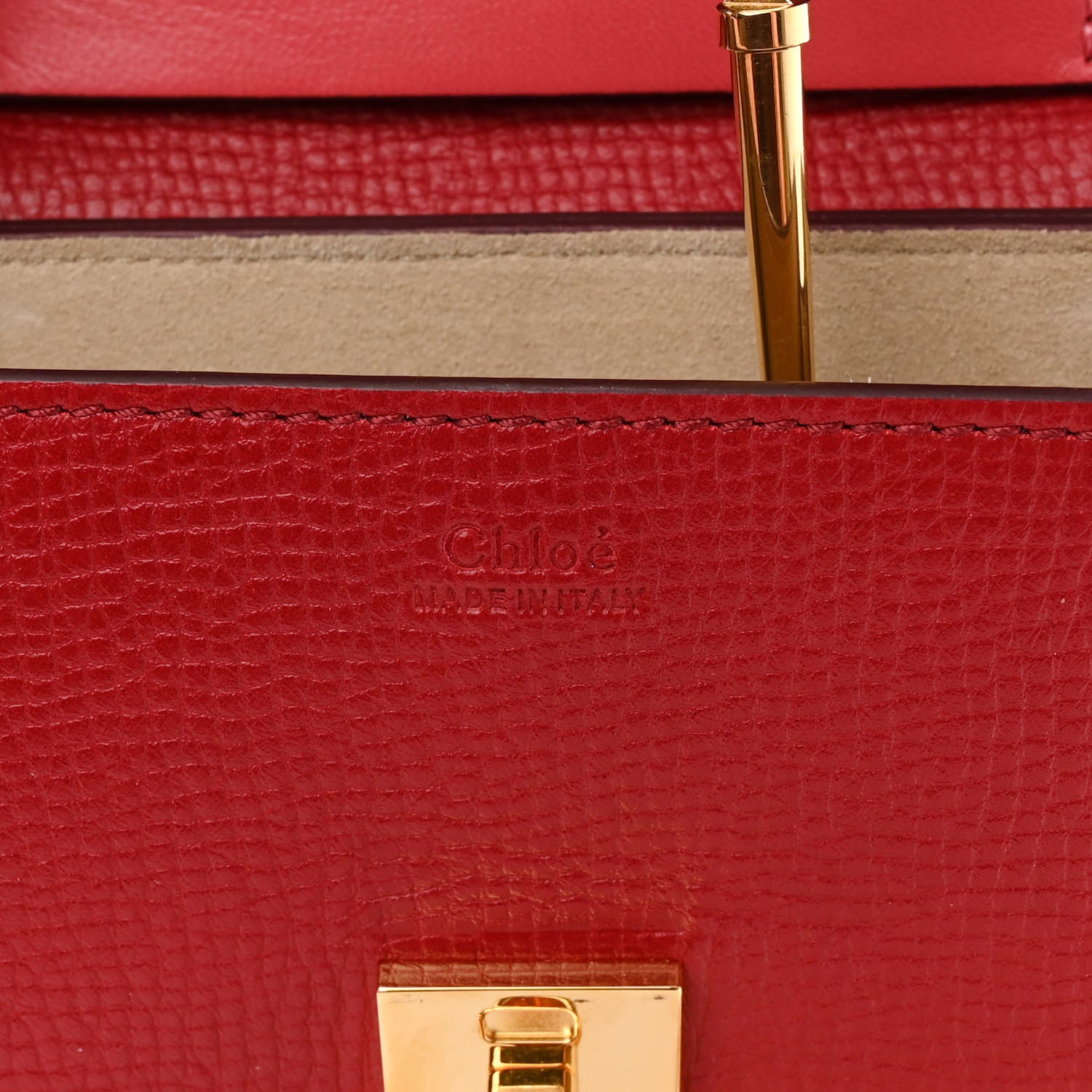 Chloe Grained Calfskin Lambskin Mini Bi-Color Drew Shoulder Bag Red 6 of 10